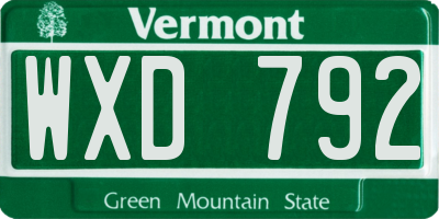VT license plate WXD792