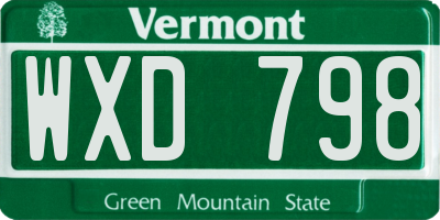 VT license plate WXD798