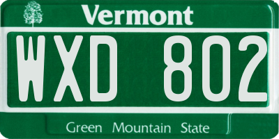 VT license plate WXD802