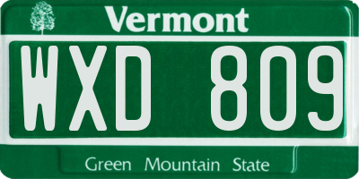 VT license plate WXD809