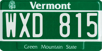 VT license plate WXD815