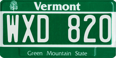 VT license plate WXD820