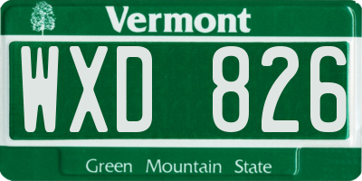 VT license plate WXD826