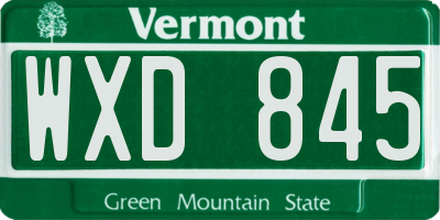 VT license plate WXD845