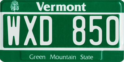 VT license plate WXD850