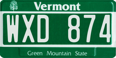 VT license plate WXD874