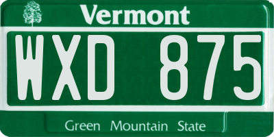 VT license plate WXD875