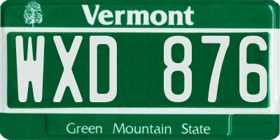 VT license plate WXD876
