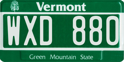 VT license plate WXD880