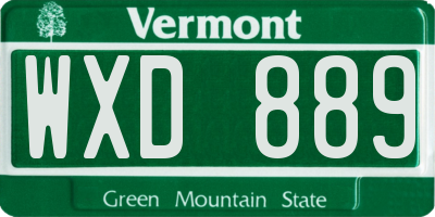 VT license plate WXD889