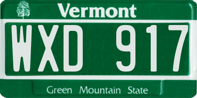 VT license plate WXD917