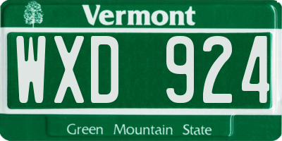 VT license plate WXD924