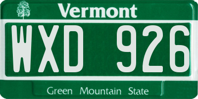 VT license plate WXD926
