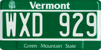 VT license plate WXD929