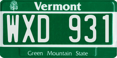 VT license plate WXD931