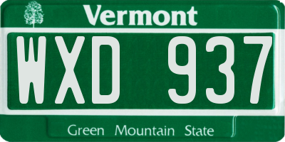 VT license plate WXD937