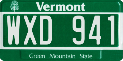 VT license plate WXD941