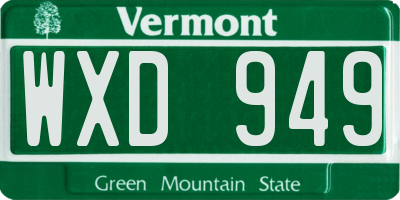 VT license plate WXD949
