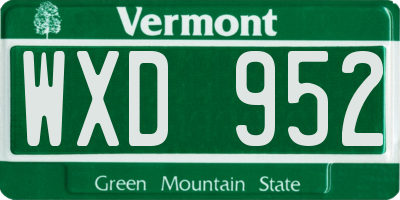VT license plate WXD952