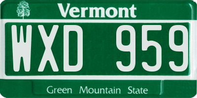 VT license plate WXD959