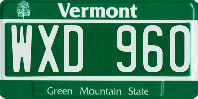 VT license plate WXD960