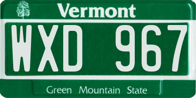 VT license plate WXD967