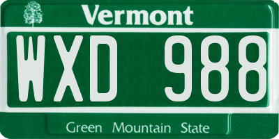 VT license plate WXD988