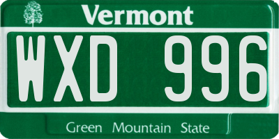 VT license plate WXD996