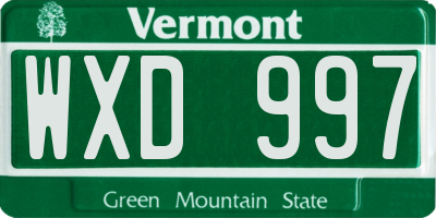 VT license plate WXD997