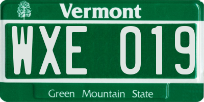 VT license plate WXE019