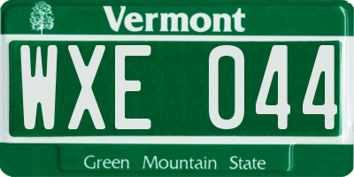 VT license plate WXE044