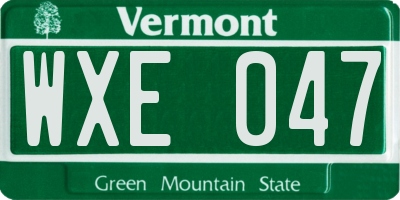 VT license plate WXE047