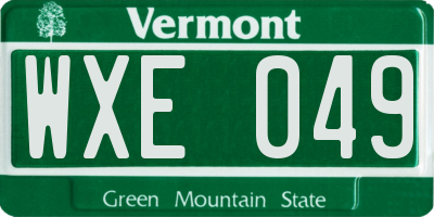 VT license plate WXE049