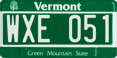 VT license plate WXE051