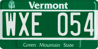 VT license plate WXE054