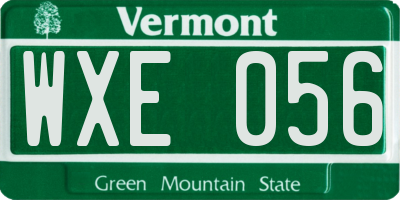 VT license plate WXE056