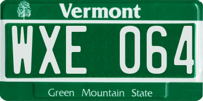 VT license plate WXE064