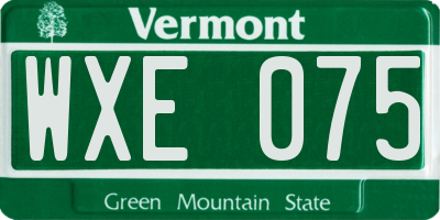 VT license plate WXE075