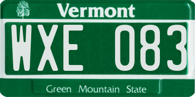 VT license plate WXE083