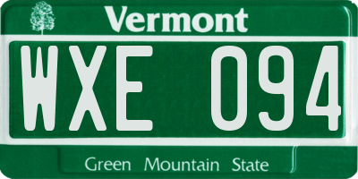VT license plate WXE094