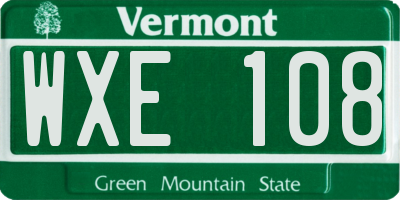 VT license plate WXE108