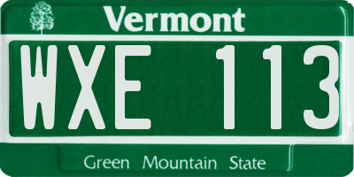 VT license plate WXE113