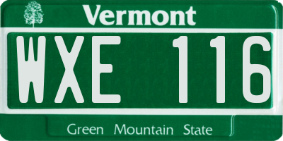 VT license plate WXE116