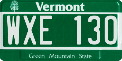 VT license plate WXE130