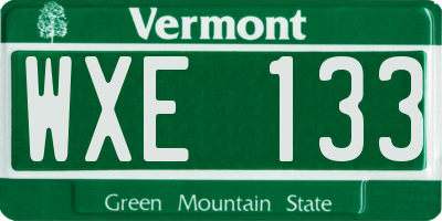 VT license plate WXE133