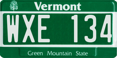VT license plate WXE134