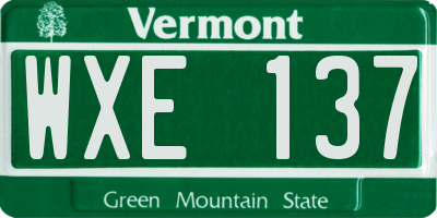 VT license plate WXE137