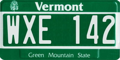 VT license plate WXE142