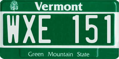 VT license plate WXE151