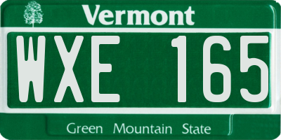 VT license plate WXE165